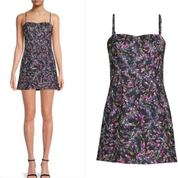 NEW French Connection Whisper Light Sweet Floral Mini Dress in Black Size 12 - Picture 11 of 12